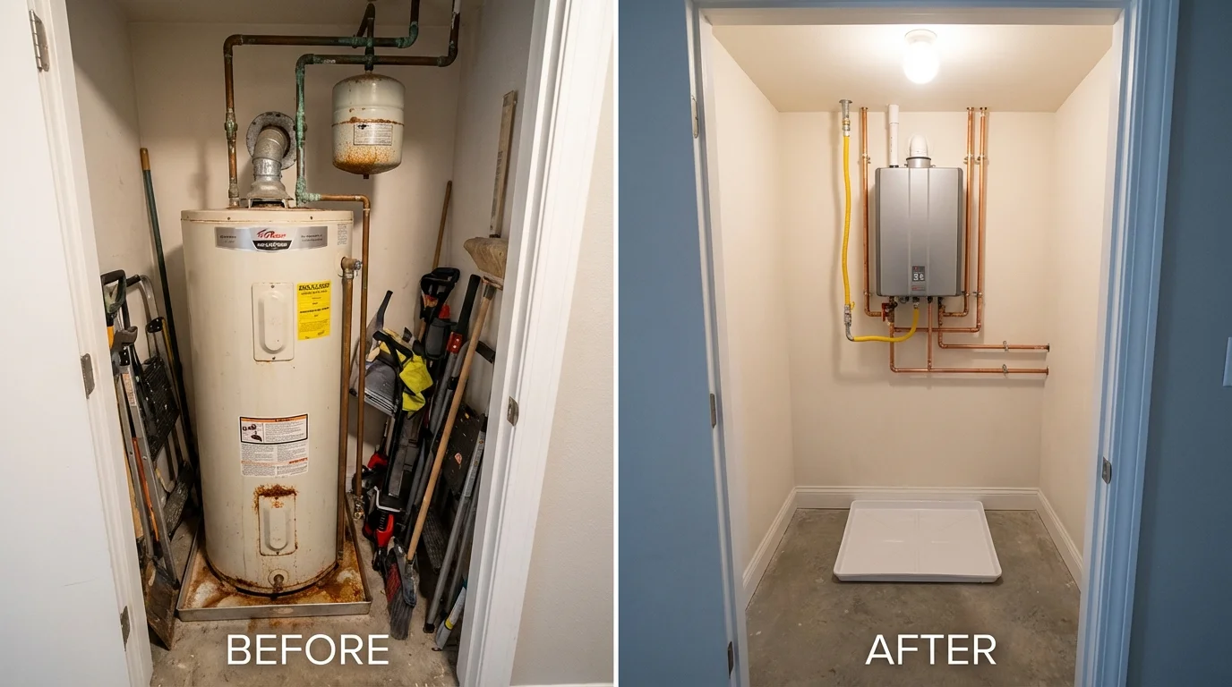 Tank water heater versus wall-mounted tankless unit comparison for Hamilton, TX homeowners
